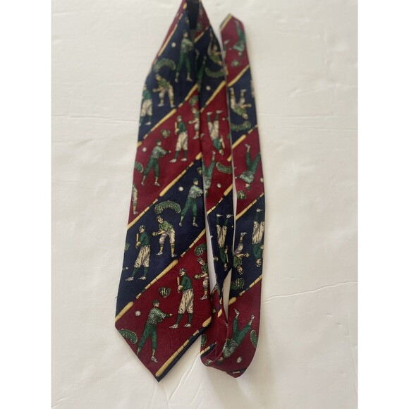 Tommy Hilfiger Silk Golf Necktie Tie Blue‎ Golfing Golfer VINTAGE 90s - Picture 7 of 7